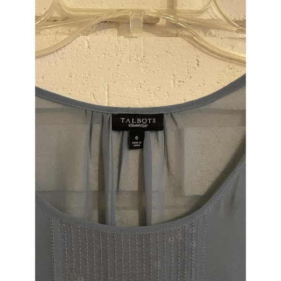 Talbots Women's Blue Sheer Sequin 3/4 Sleeve Blouse - Picture 3 of 5